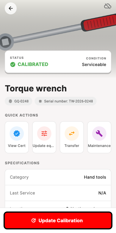 Equipment details